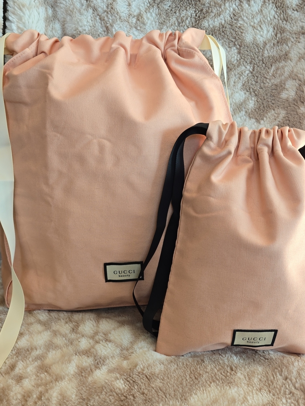 Gucci Peach Drawstring Pouch Duo